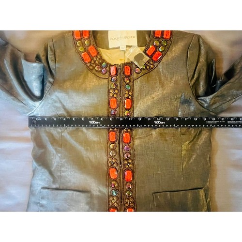 NWT Boston Proper Bronze Shimmer Linen Jacket Beaded 12 - Picture 11 of 12