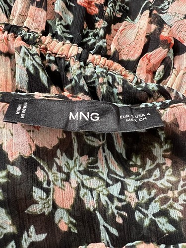 Maxi Vestido MANGO Estampado Floral con Volantes Mangas Largas Multicolor Talla Pequeña - Imagen 6 de 9