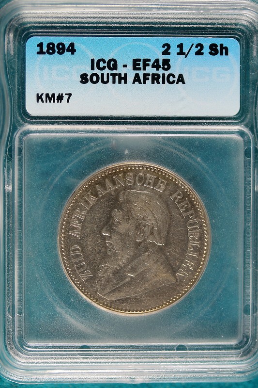 1894 ICG EF45 South Africa 2 1/2 Shillings KM#7!! #B4886