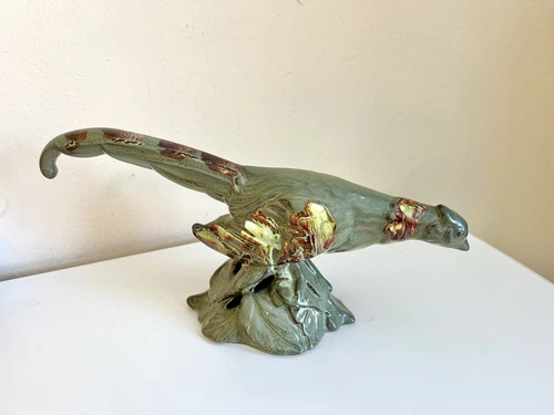 Mcm Royal Haeger Pottery Pheasant Hunting Bird Decor 14”  Olive Green Vintage