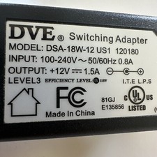 Vonage DVE DSA-18W-12 US1 120180 AC Switching Adapter Power Cord 12V 1.5A DC