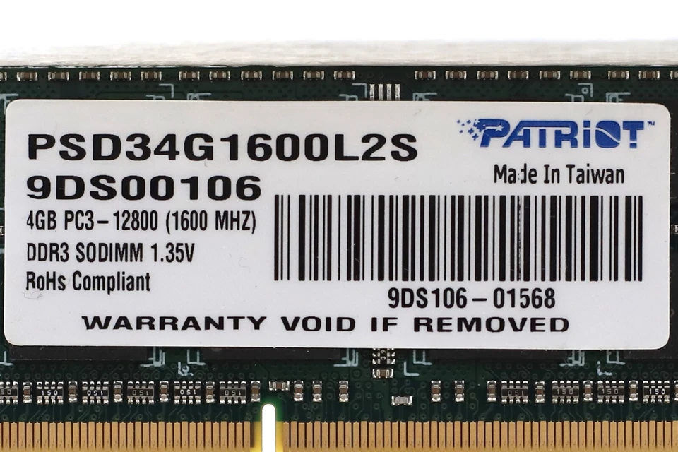 Patriot 4GB 1Rx4 PC3-12800 DDR3-1600 Laptop Memory P/N: PSD34G1600L2S Tested - Image 3 of 3