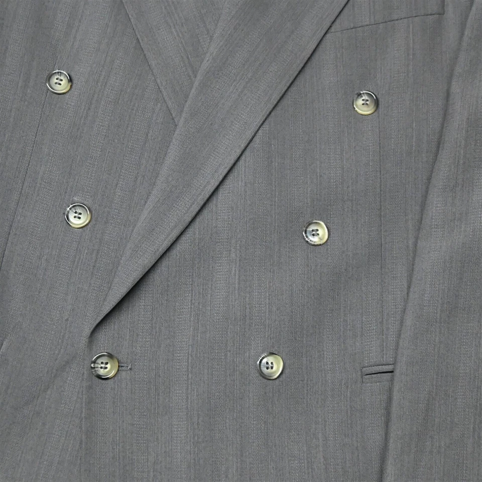 De Colección Años 90 Zanetti 42L 34x32 Gris Italia 100% Lana Doble Pecho Chaqueta Pantalones Traje Foto 3 de 4