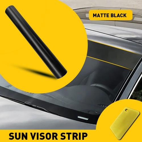 Matte Black Visor Sun Strip Vinyl Decal For Car Front Windshield Sticker 10*60" - Picture 11 of 16