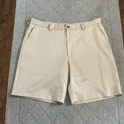 IZOD Shorts Mens Size 40 Tan Casual Golf Bermuda Polyester Pockets Flat Front - 第 1/10 張圖片