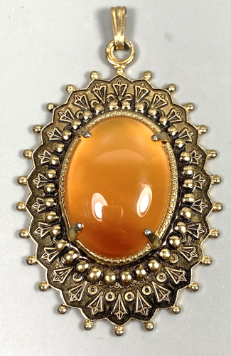 Vtg Victorian Carnelian Agate Antiqued Gold Tone Necklace W/Braided 29” Chain - Picture 7 of 13