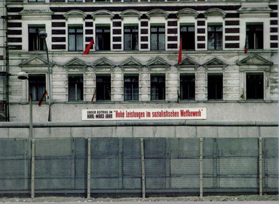 New Postcard with View from West Berlin to East Berlin over the Wall 1968