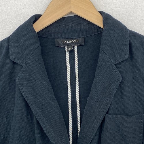 TALBOTS Blazer 10 Pique Jersey Two Button Jacket Cotton Blue - Picture 5 of 15
