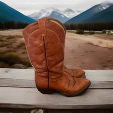 TONY LAMA EL PASO TEXAS TAN LEATHER WESTERN COWBOY BOOTS MEN'S US 9.5 VINTAGE