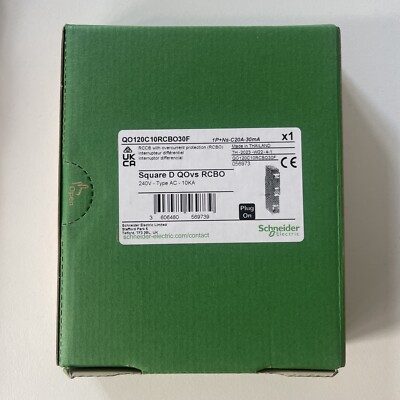 Schneider QOVs QOE 20A 20 Amp RCBO C20 QO120C10RCBO30F Square D 30mA MwSt Reg d
