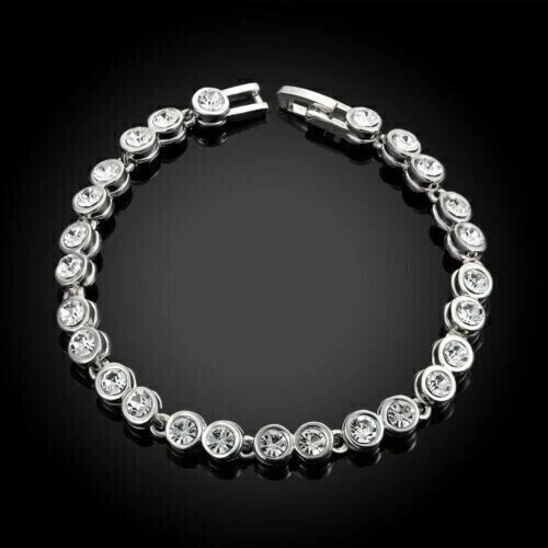 VALENTINO Bracciale Tennis Donna 7 Ct Taglio Tondo Vera Moissanite 7" IN Argento Sterling 925