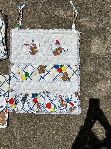 Vintage Nursery Curtains / Sheets / Diaper Holder 80’s Balloons Teddy Bear Crib - Picture 3 of 3