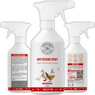 COOPER AND GRACIE Anti Pecking Spray 500ML Organic Blend Protects and Supports Poultry Health