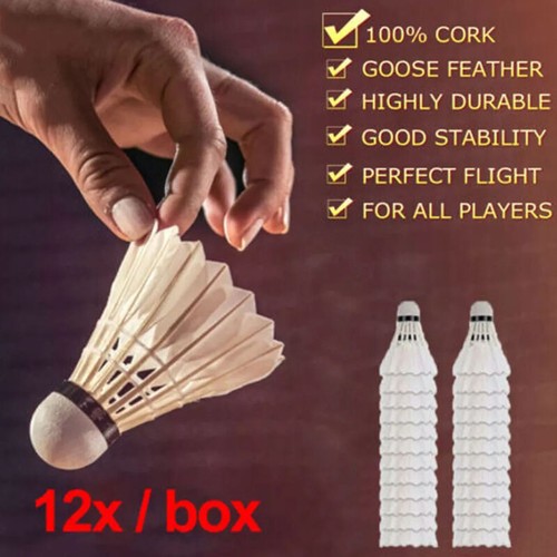 12Pcs Training Goose Feather Shuttlecocks Birdies Badminton Balls Outdoor Sports - Picture 10 of 15