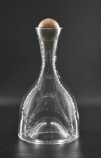 Clear Glass Wine Carafe Decanter Oak Wood Ball Stopper 11.5"