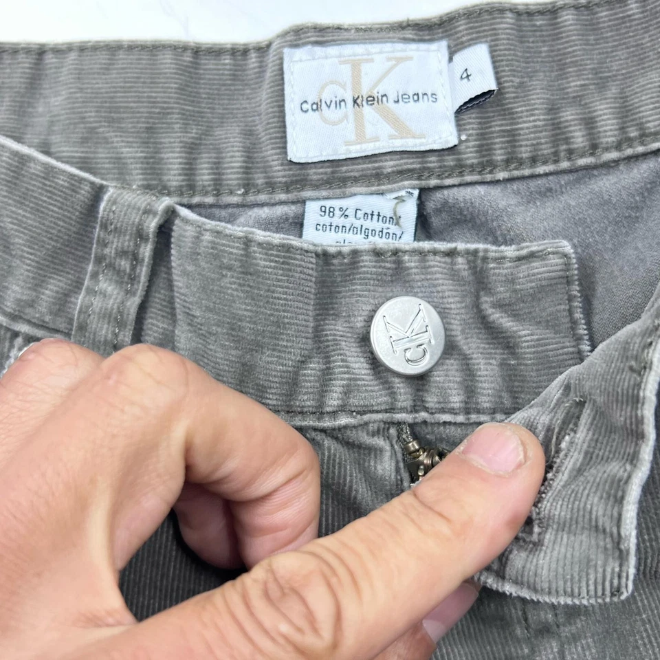 Pantalones de pana para mujer Calvin Klein talla 4 gris mezcla de algodón elásticos rectos Foto 4 de 4