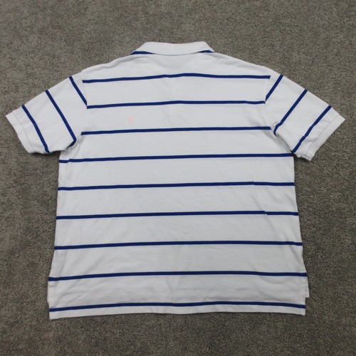 Polo Ralph Lauren Shirt Mens 2XB White Blue Striped Pink Pony Pique Knit Golf - Picture 6 of 12