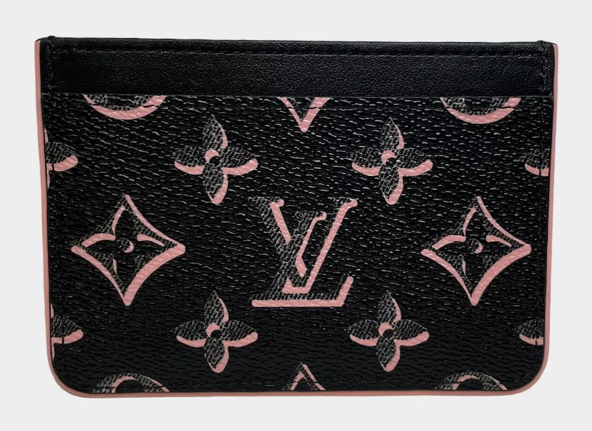 Authentic LOUIS VUITTON Card Case Porto Cult Side Up Black Pink