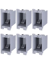 6-Pack One Gang Old Work Electrical Outlet Box, Standard 14 Cubic Inch