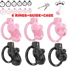 2025 For Male Cobra Chastity Cage Lock Device & 6-Ring Virginity Device 3 Size