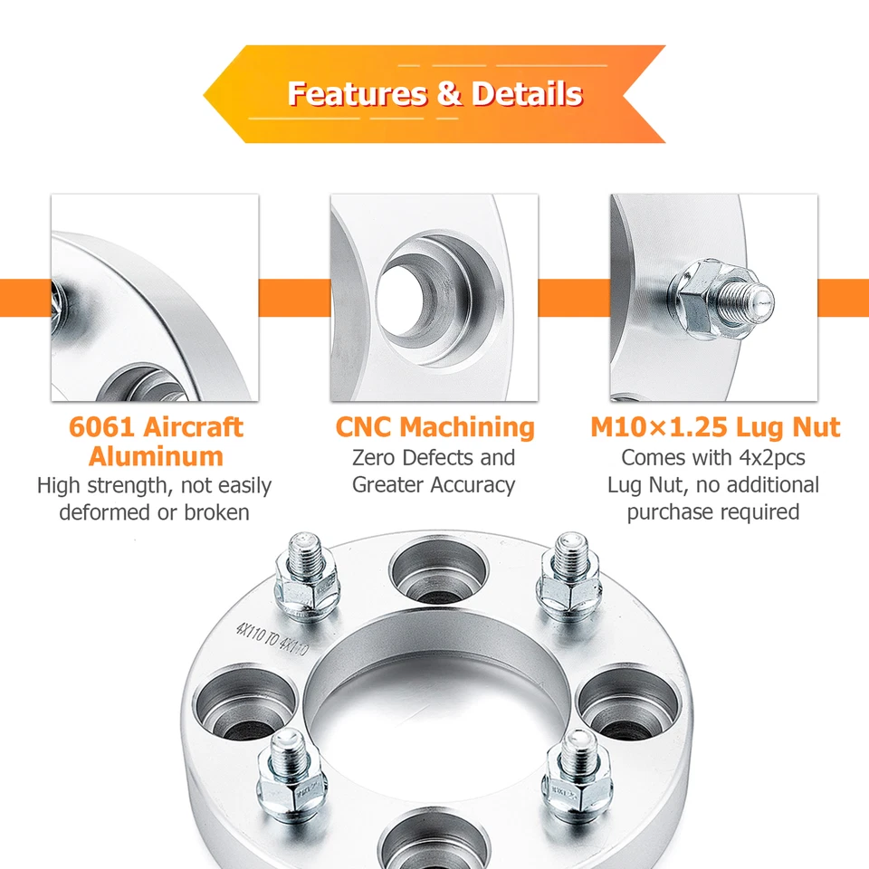 4x 1.0" ATV 4/110mm Espaciadores de rueda para CFMoto UForce 500 600 800 ZForce 800 1000 Foto 4 de 4