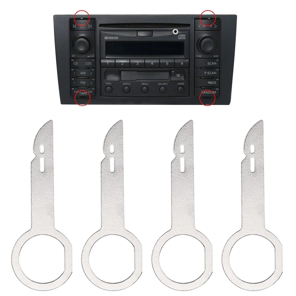 Herramienta de liberación de llave de extracción de radio 4 piezas para VW Audi Seat Skoda Mercedes Stereo Audio Foto 2 de 4