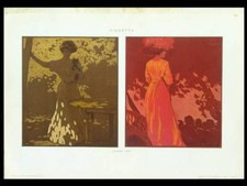 STILE LIBERTY, DONNE - 1910 LITOGRAFIA - ALEARDO TERZI, ART NOUVEAU, 