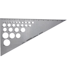Fairgate 14" 30/60/90 Aluminum Triangle Rule With 26 Circles 70-114