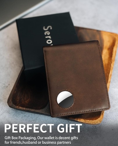 AirTag Wallet- Genuine Leather Bifold Mens Wallet with AirTag Holder,RFID Blo... - Picture 8 of 8