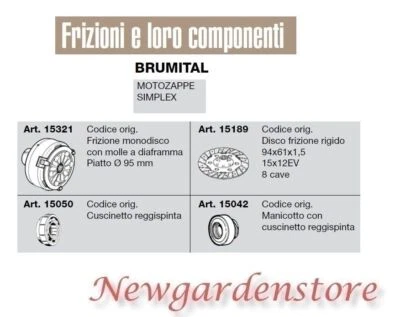 NEWGARDENSTORE Frizione monodisco disco cuscinetto manicotto motozappe simplex BRUMITAL