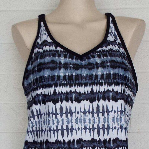 New Yonique Large Black White Geometric Tie Dye 2 Piece Tankini - Picture 4 of 8