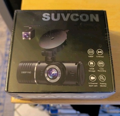 Suvcon Three Channel 1080P Dash Camera, Black, New