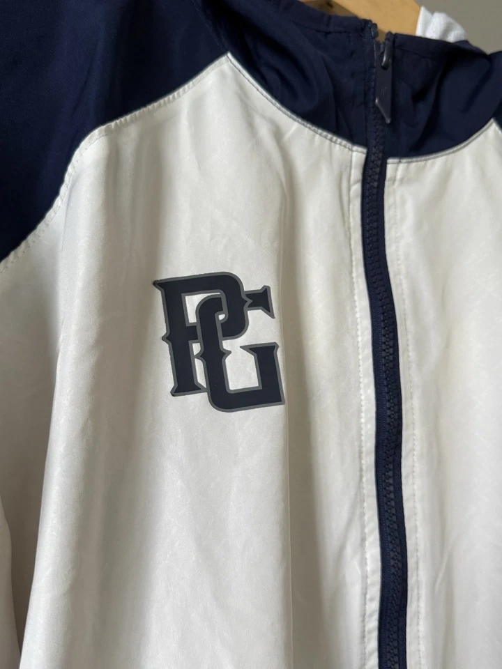 Chaqueta cortavientos de béisbol Perfect Game PG cremallera completa azul blanco XL torneo Foto 2 de 4