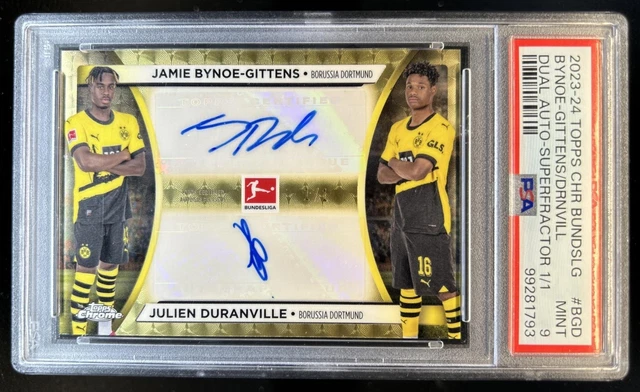 2023-24 Topps Chrome Bynoe-Gittens Julien Duranville Auto SuperFractor 1/1 PSA 9