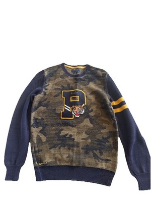 Polo Ralph Lauren Boy's Pullover Varsity Football P Sweater w/ Tiger Sz L