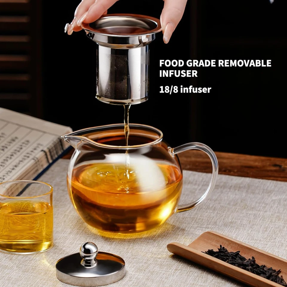 Glass Teapot Stovetop 22 Oz/650Ml, Tea Pot with Removable 18/8 Stainless Steel I - Image 2 of 4