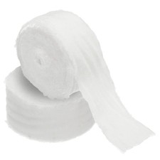 2Roll Velvet Ribbon 1-1/2"x3Yd Handmade Frayed Vintage Ribbons White