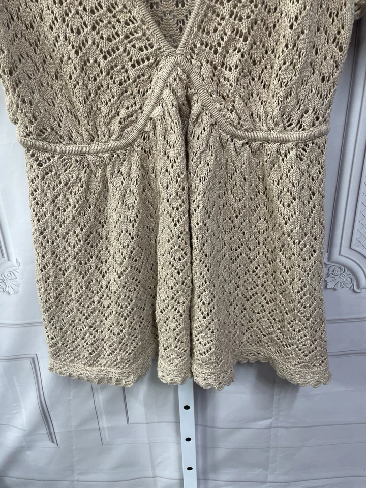 Metro 7 天然 Y2K 钩针编织婴儿娃娃波西米亚分层毛衣 XL 码上衣 — 第 2/4 张图片