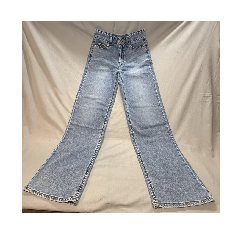 OAT Women's Light Wash Blue High Rise Wide-Leg Denim Jeans 5-Pocket Design