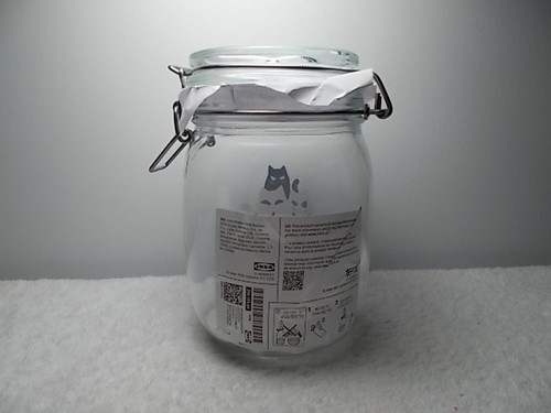 Ikea Halloween Black & White Cats Glass Canister Candy Holder Treat Jar 34 Oz - Picture 3 of 6