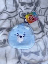 CARE BEARS Grumpy Bear Blue Plush Zippered Pouch Coin Purse ID Keychain