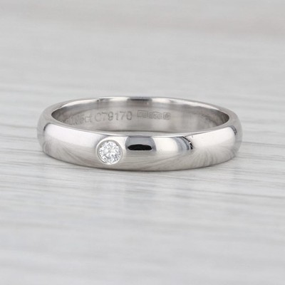 De Beers Diamond Solitaire Wedding Band 950 Platinum Size 8.75 Ring