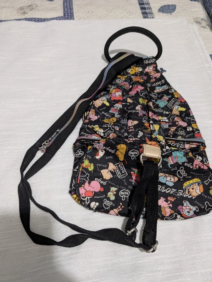 Único Bolso Bandolera CANDICE OF LOS ANGELES "PUPPY LOVE" Mochila Hueso Cremallera Tiradores Foto 4 de 4