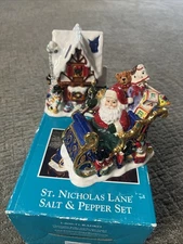 Christopher Radko St Nicholas Lane Salt & Pepper Shaker Set Santa Christmas VTG