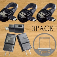 3X Fast Charging Block for Samsung Android USB Charger Plug Adapter USB C Cable
