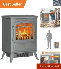 Contemporary 22" Electric Fireplace Stove with Adjustable Heat & Safety Features