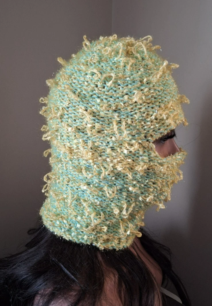 Textured Knit Balaclava – Handmade Ski Mask – Y2K Avant Garde Streetwear