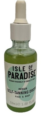 Isle Paradise Medium Golden Glow Self Tanning Drops Face & Body 1.69 oz Unsealed