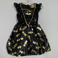 Batgirl Rubie's DC Comics Black Gold Costume Sequin Dress Halloween Girl's SMALL
