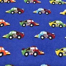 JoAnn Snuggle Flannel Fabric 3 Yards Racecars on Blue NEW